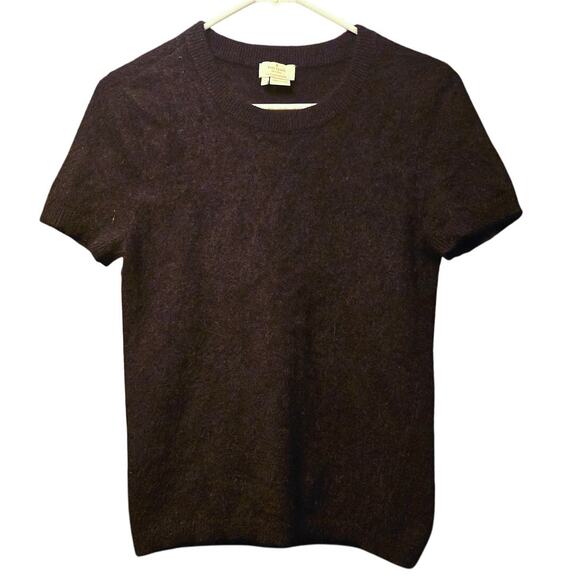 Kate Spade black rabbit hair short sleeve sweater size large - Picture 1 of 5